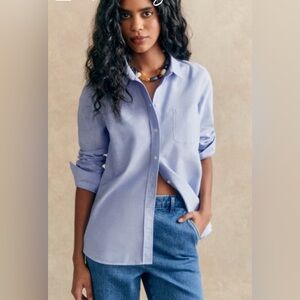 Sézane Shirt Button down, blue, size 40, size small